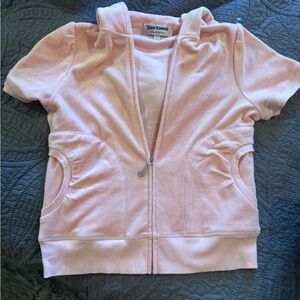 Juicy Couture Pink Short Sleeve Zip-Up Hoodie